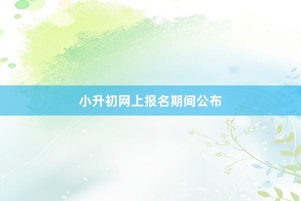 小升初网上报名期间公布